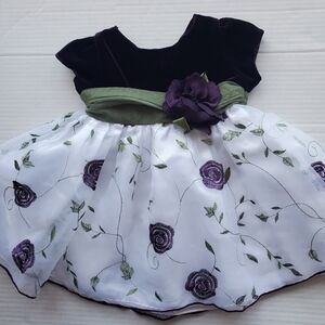 Youngland Purple Velvet Bodice Baby Dress With White Embroired Bottom 18M Formal